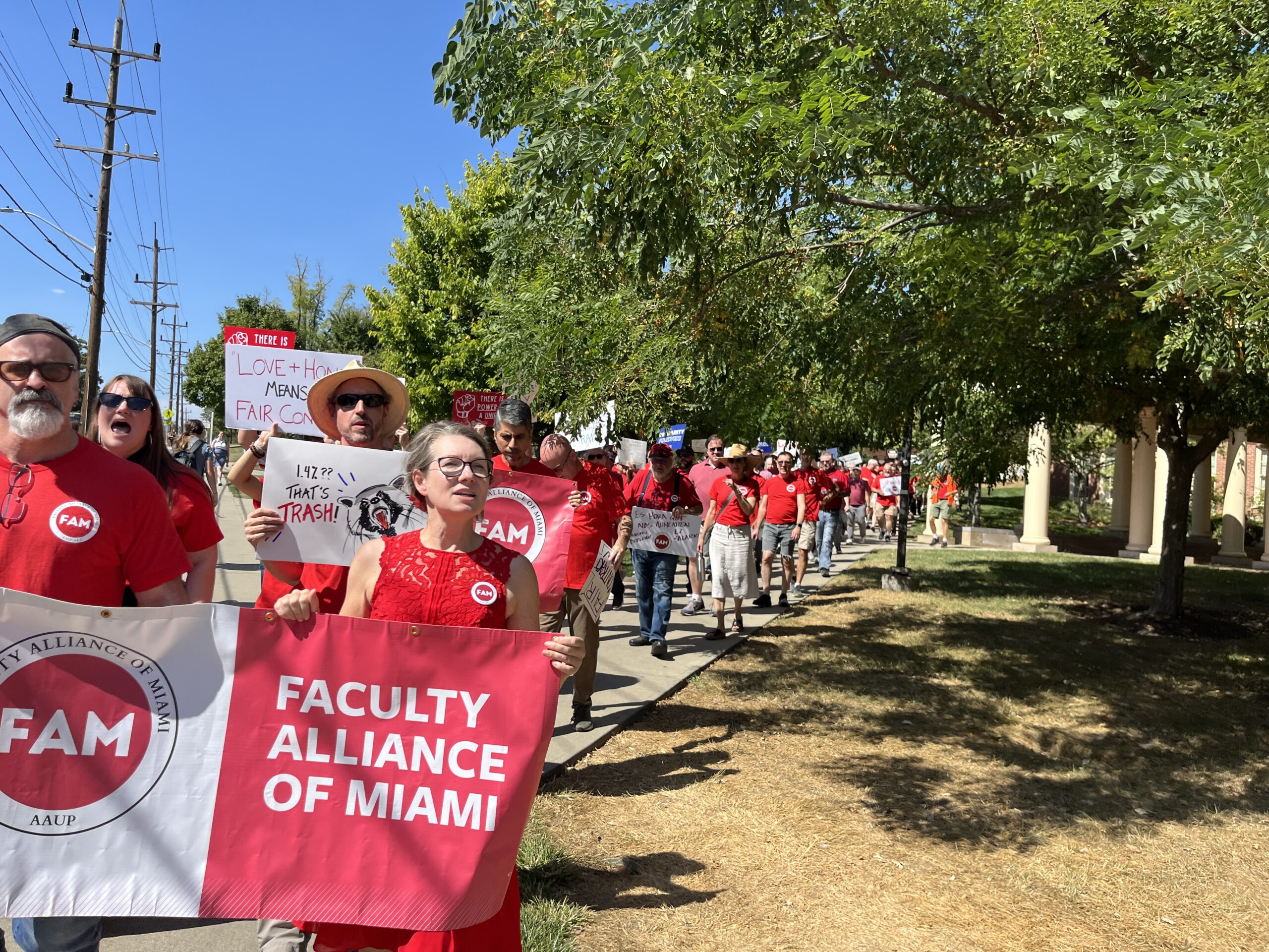 FAM members march at the Rally for Raises in 2024.