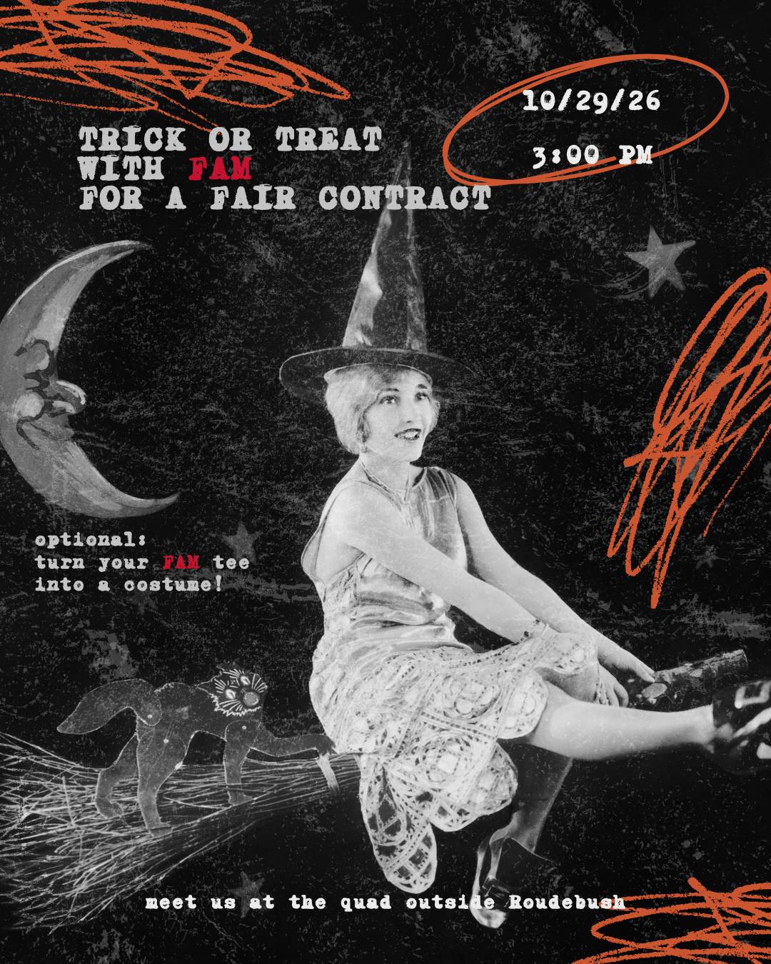 Trick or Treat with FAM (witch on a broomstick)